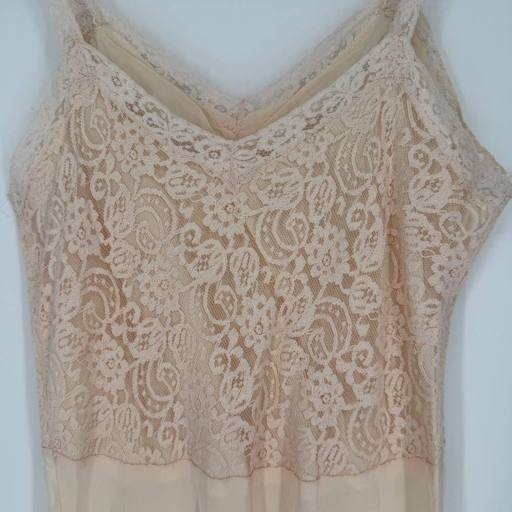Y2K Lace Trim Slip Dress XS S Butter Yellow Coquette Balletcore Layering Dainty - Picture 3 of 12